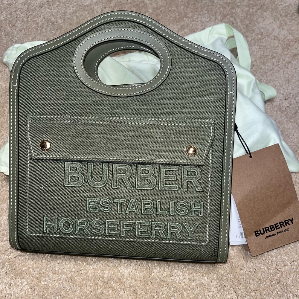 Burberry green mini tote